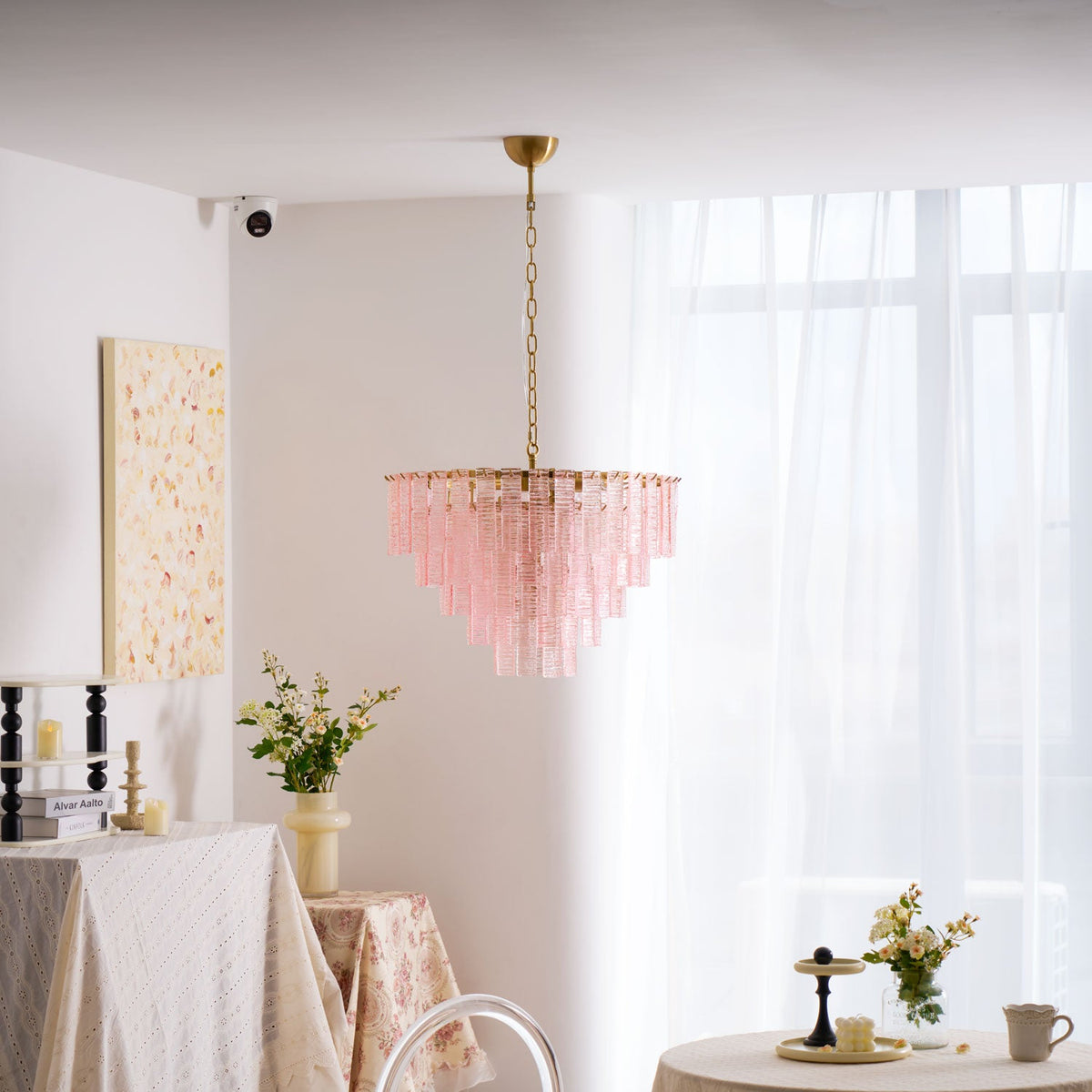 Opalora Pink Glass Chandelier