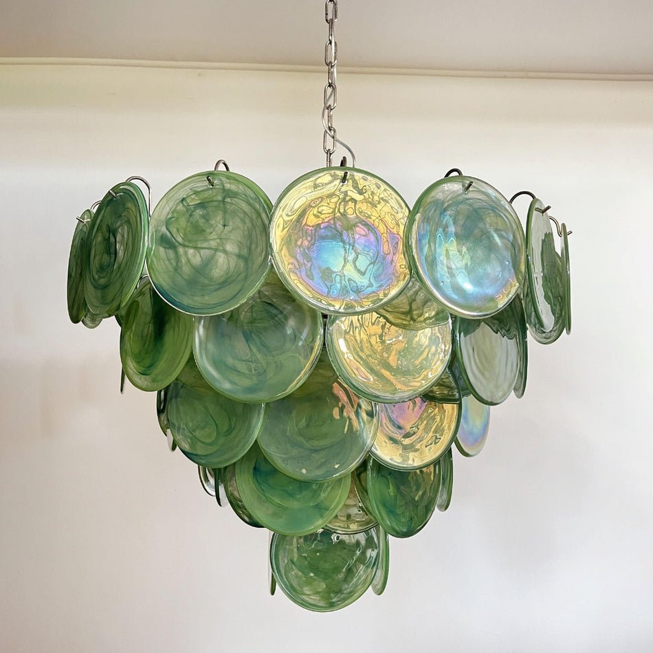 Green Glass Disc Chandelier