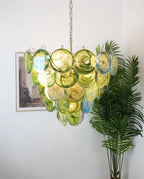 Green Glass Disc Chandelier