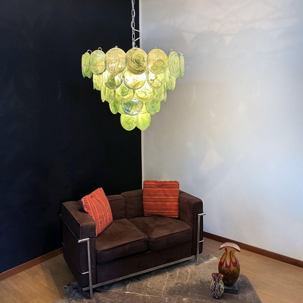 Green Glass Disc Chandelier