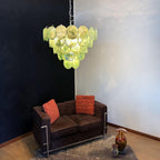 Green Glass Disc Chandelier