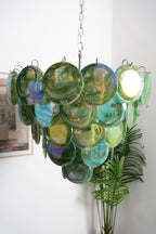 Green Glass Disc Chandelier
