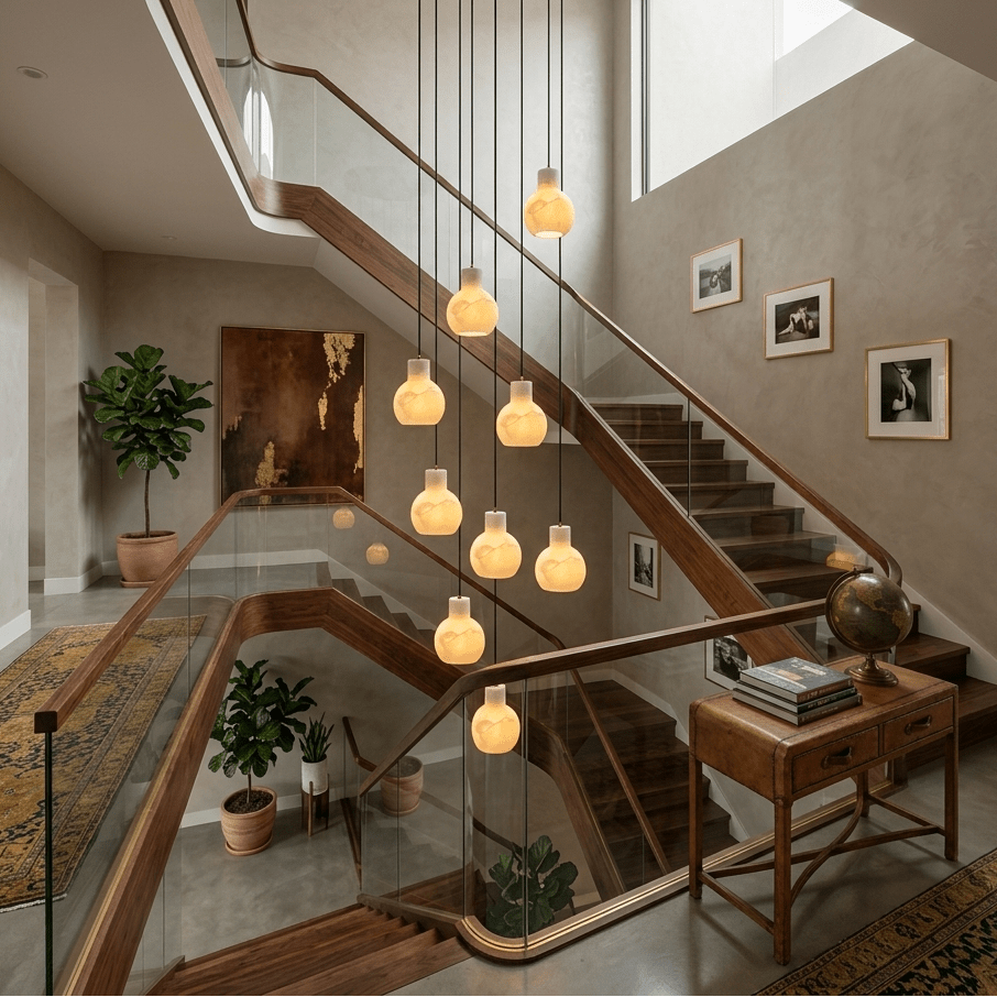 Bell Jar Alabaster Cluster Chandelier