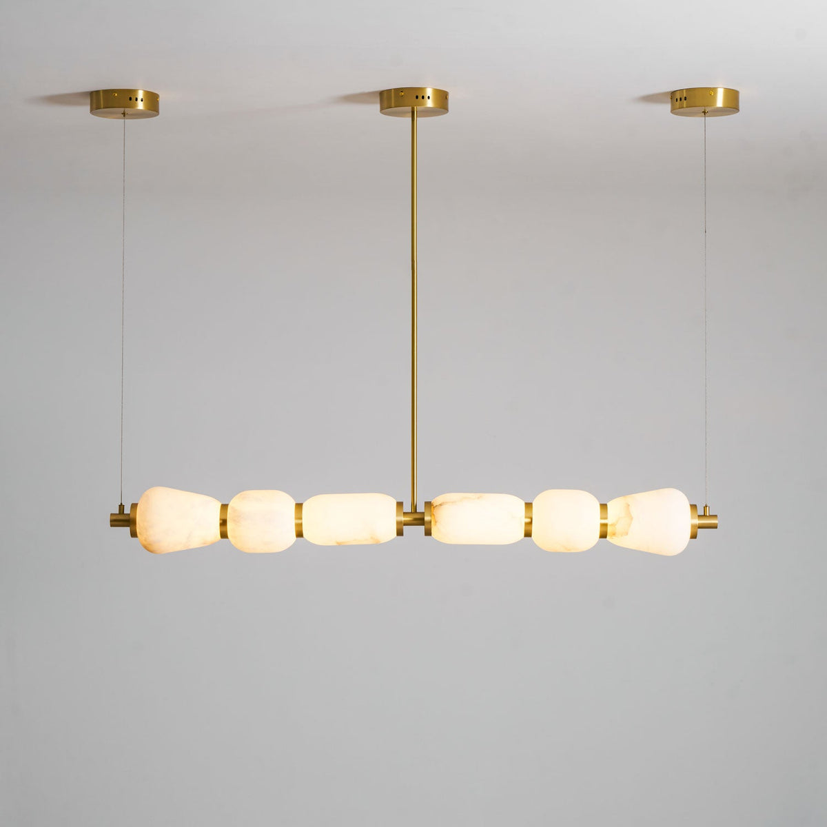 Alabaster Pebble Linear Chandelier