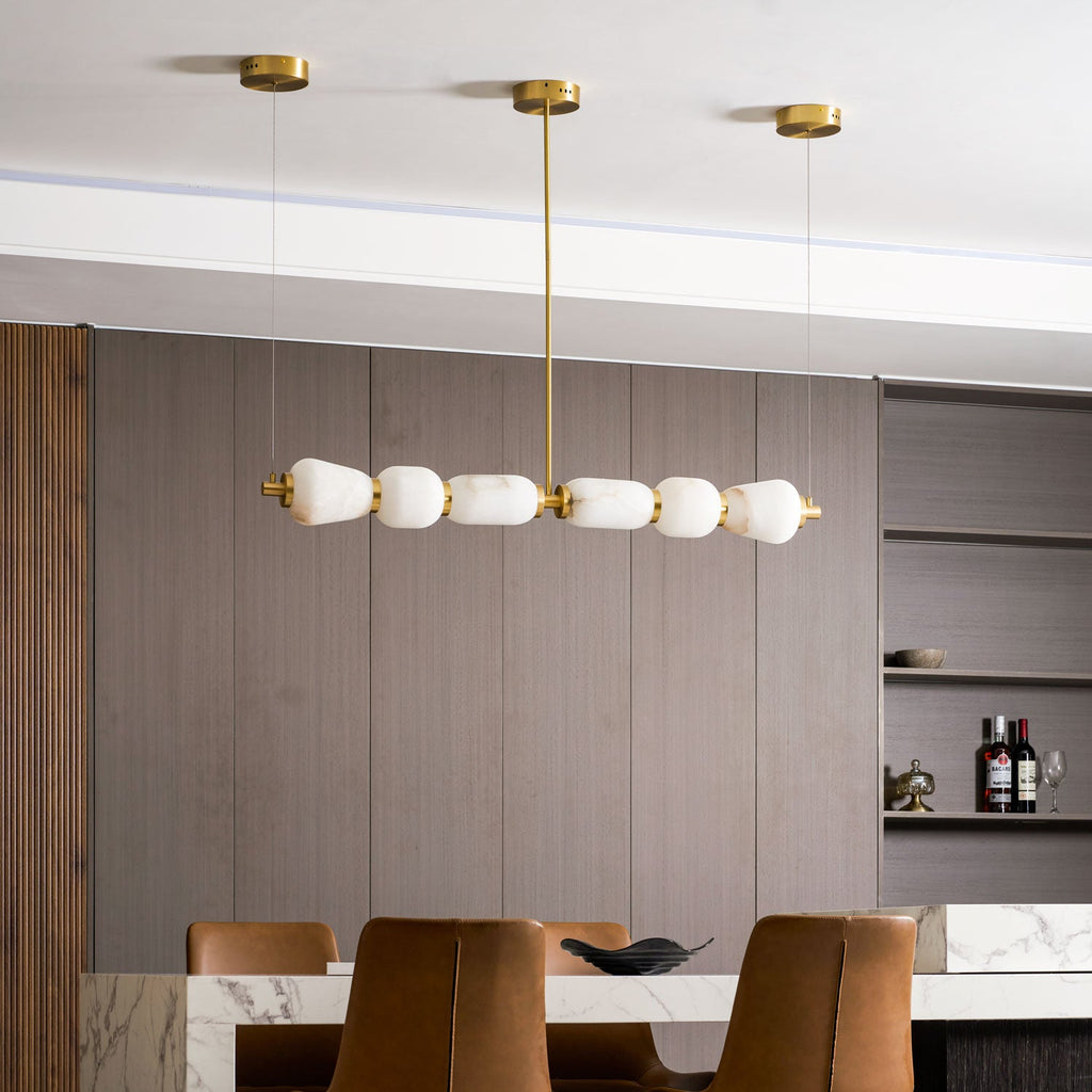 Alabaster Pebble Linear Chandelier