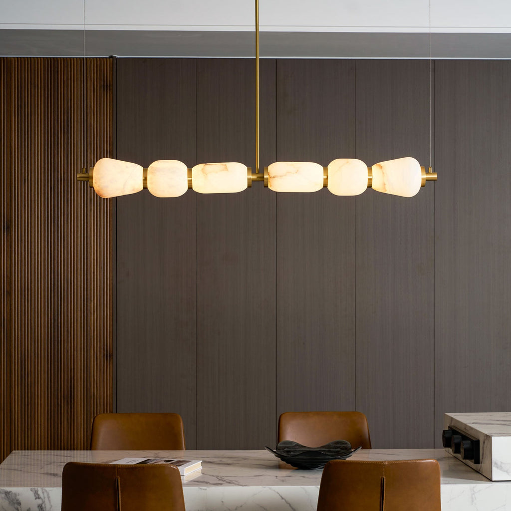 Alabaster Pebble Linear Chandelier