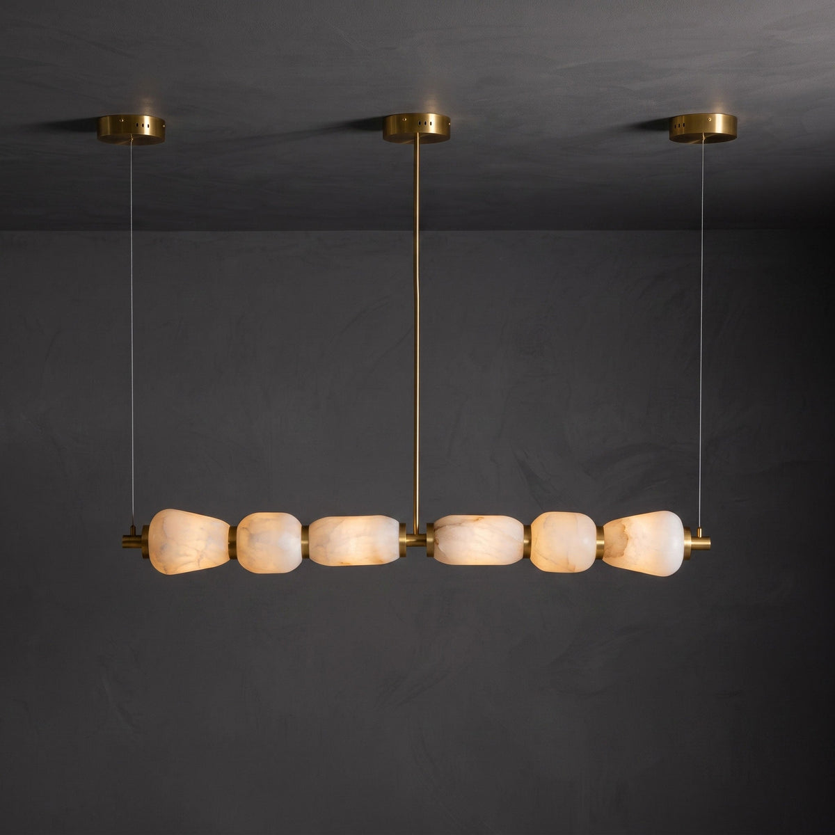 Alabaster Pebble Linear Chandelier