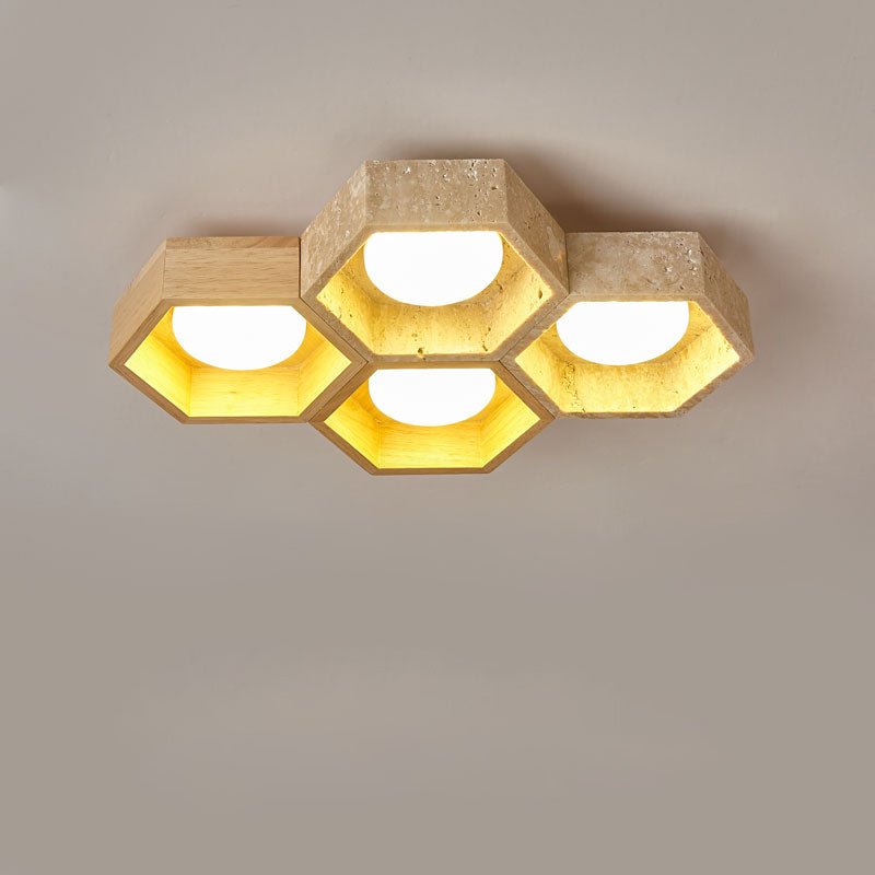 Honeycomb Travertine Ceiling Lamp