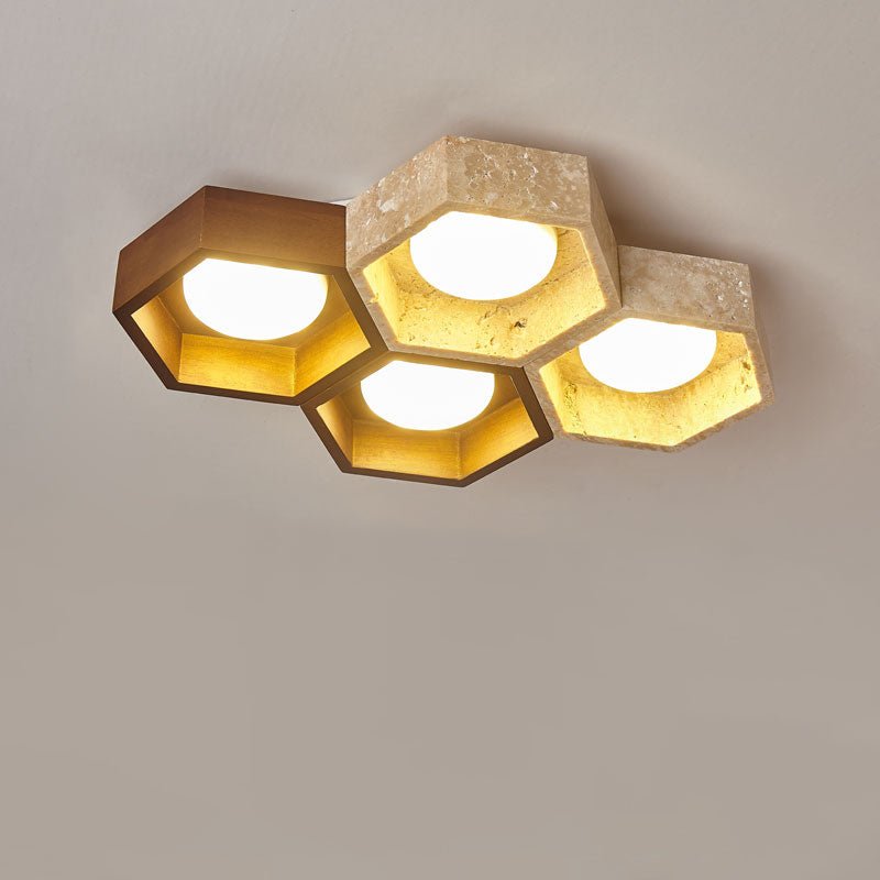 Honeycomb Travertine Ceiling Lamp