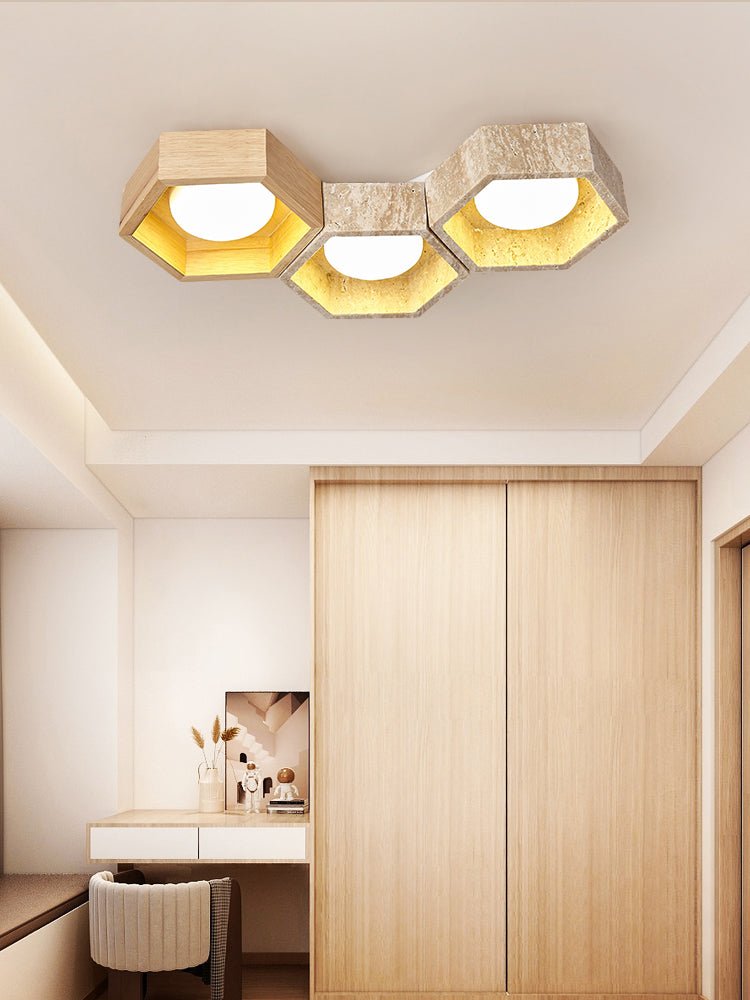 Honeycomb Travertine Ceiling Lamp