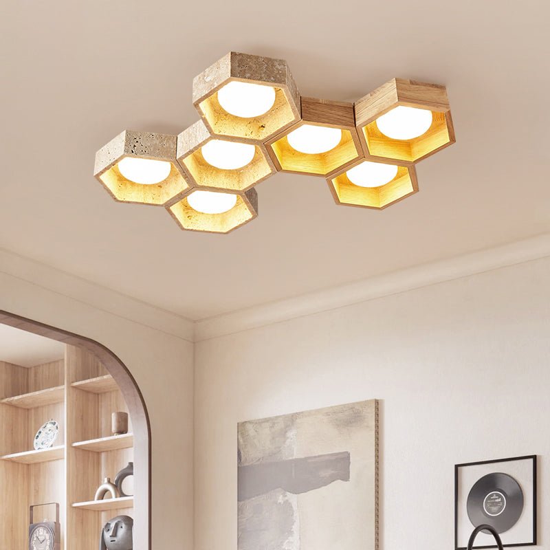Honeycomb Travertine Ceiling Lamp
