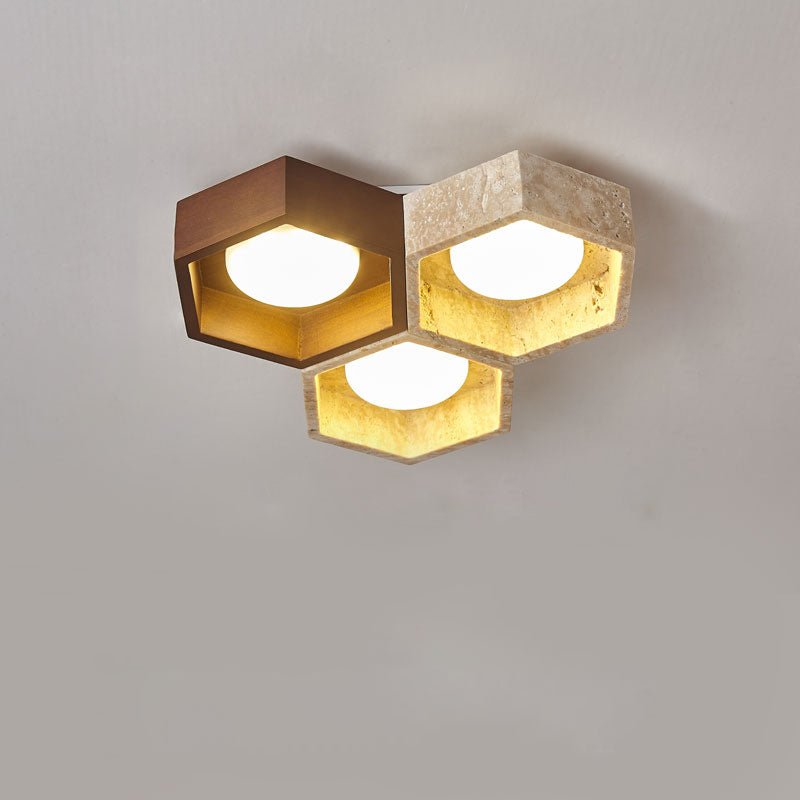 Honeycomb Travertine Ceiling Lamp