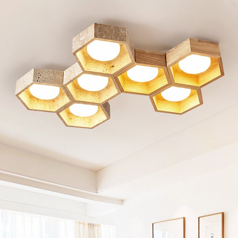 Honeycomb Travertine Ceiling Lamp