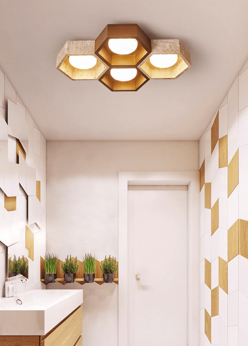 Honeycomb Travertine Ceiling Lamp