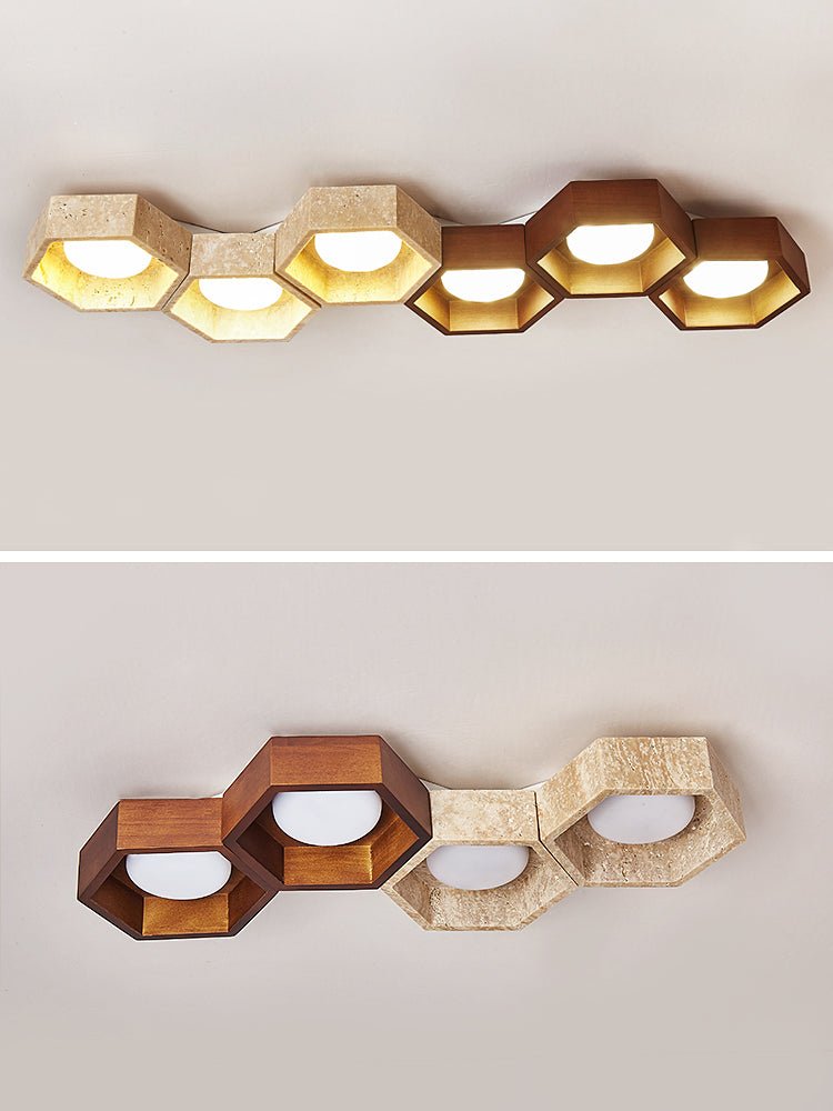 Honeycomb Travertine Ceiling Lamp