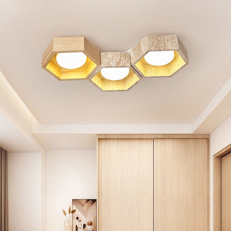 Honeycomb Travertine Ceiling Lamp