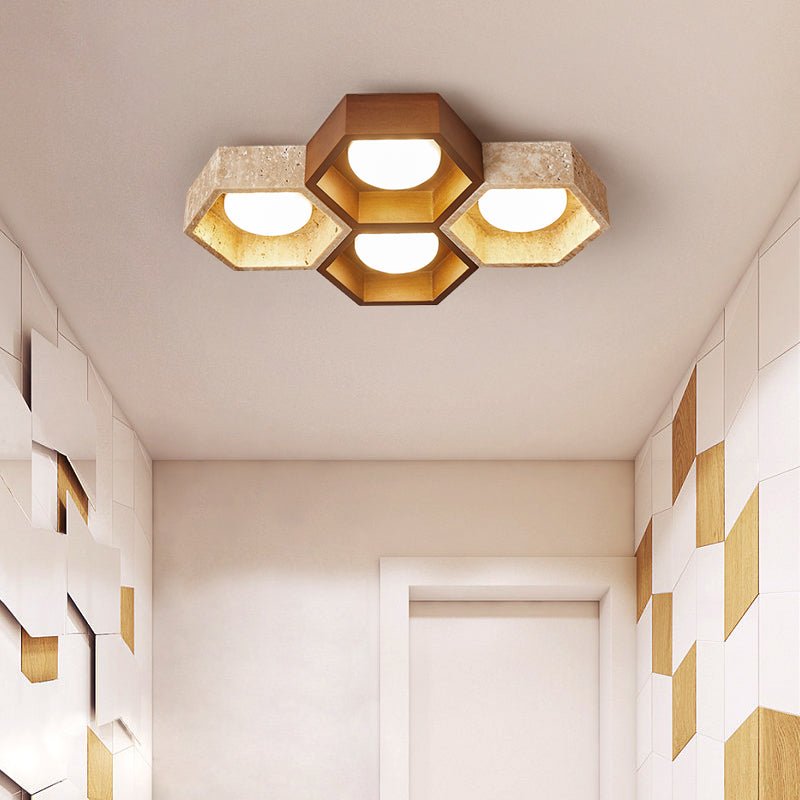 Honeycomb Travertine Ceiling Lamp