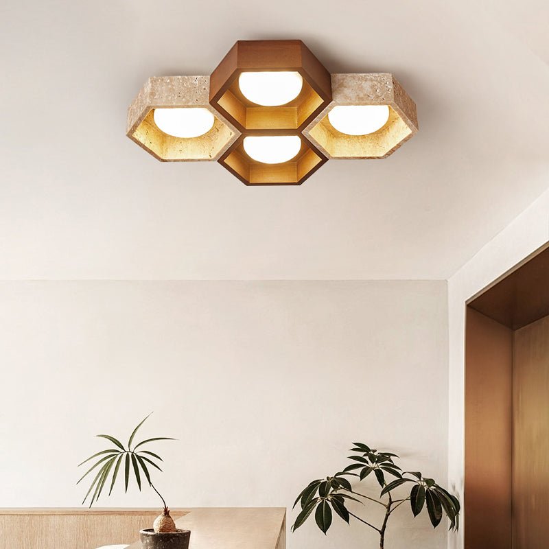 Honeycomb Travertine Ceiling Lamp