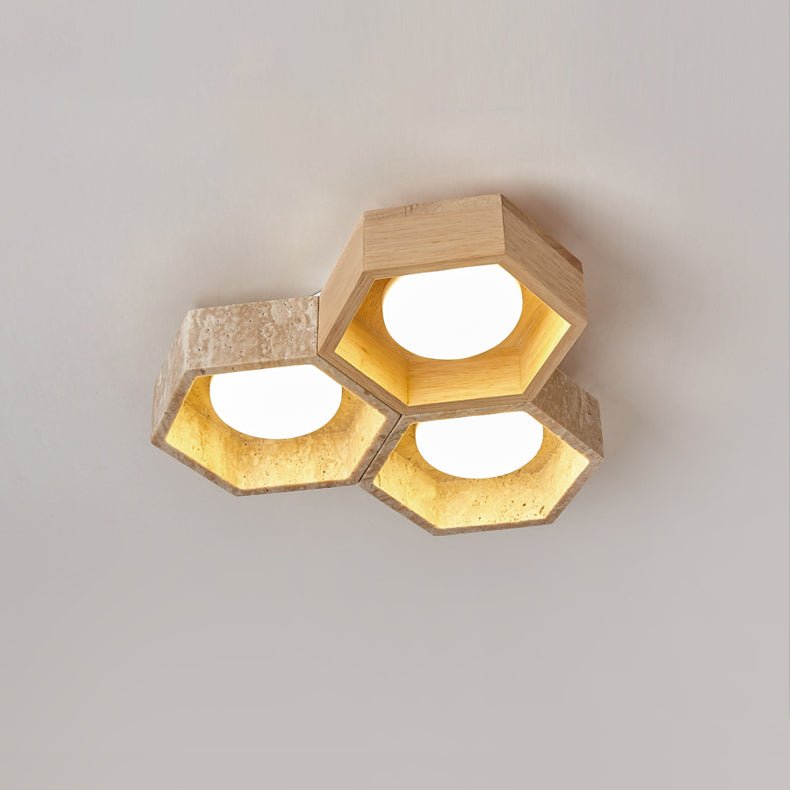 Honeycomb Travertine Ceiling Lamp