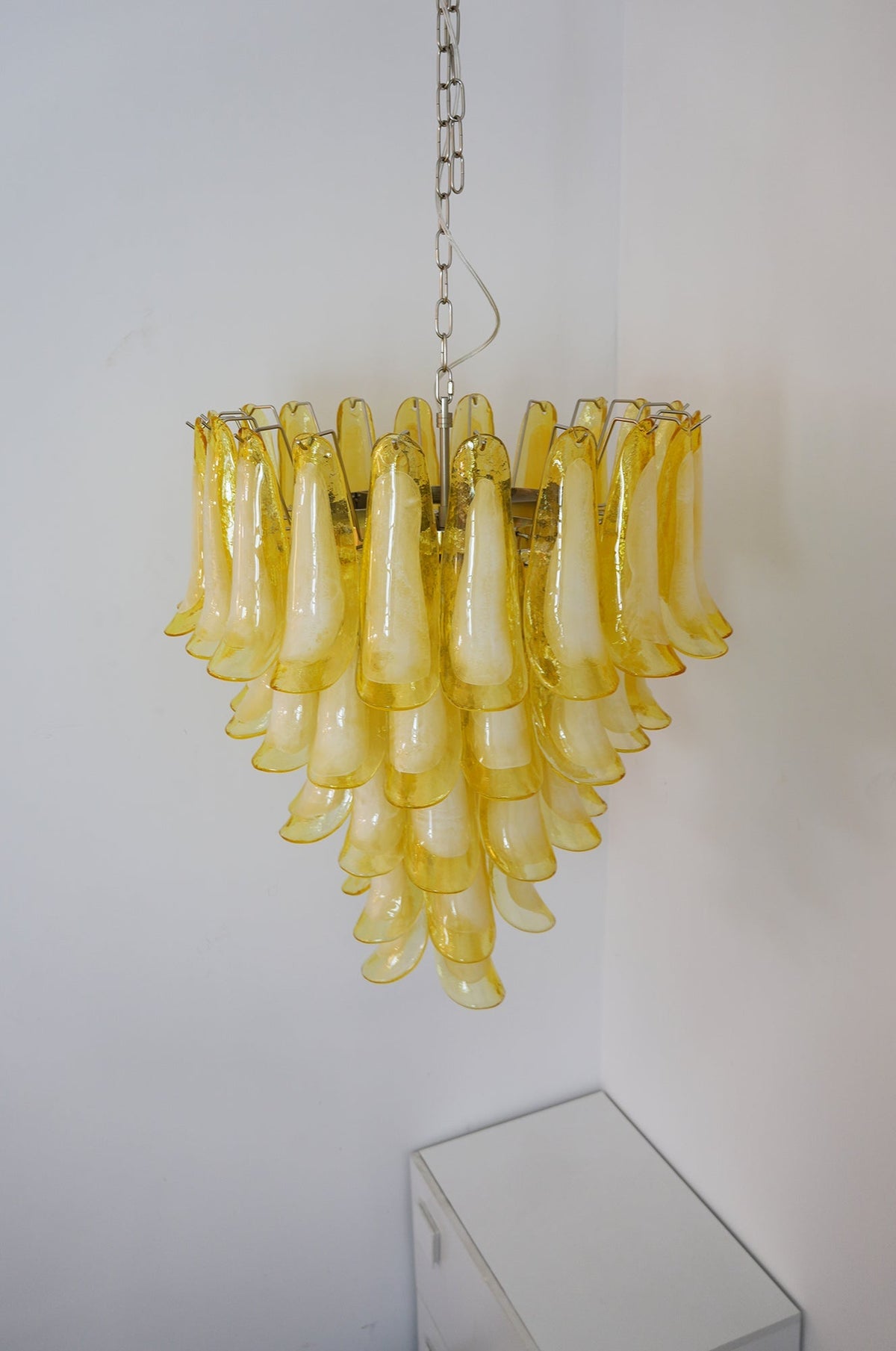 Wave Yellow Glass Chandelier