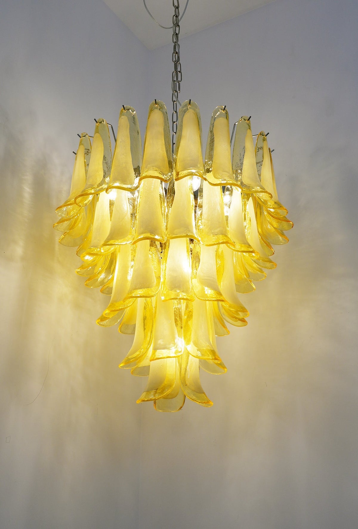 Wave Yellow Glass Chandelier
