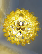 Wave Yellow Glass Chandelier