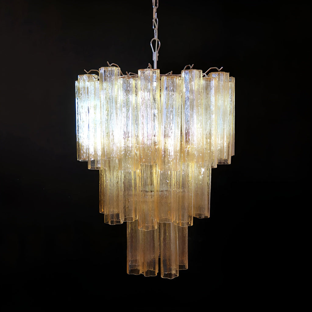 Yellow Glass Tube Chandelier