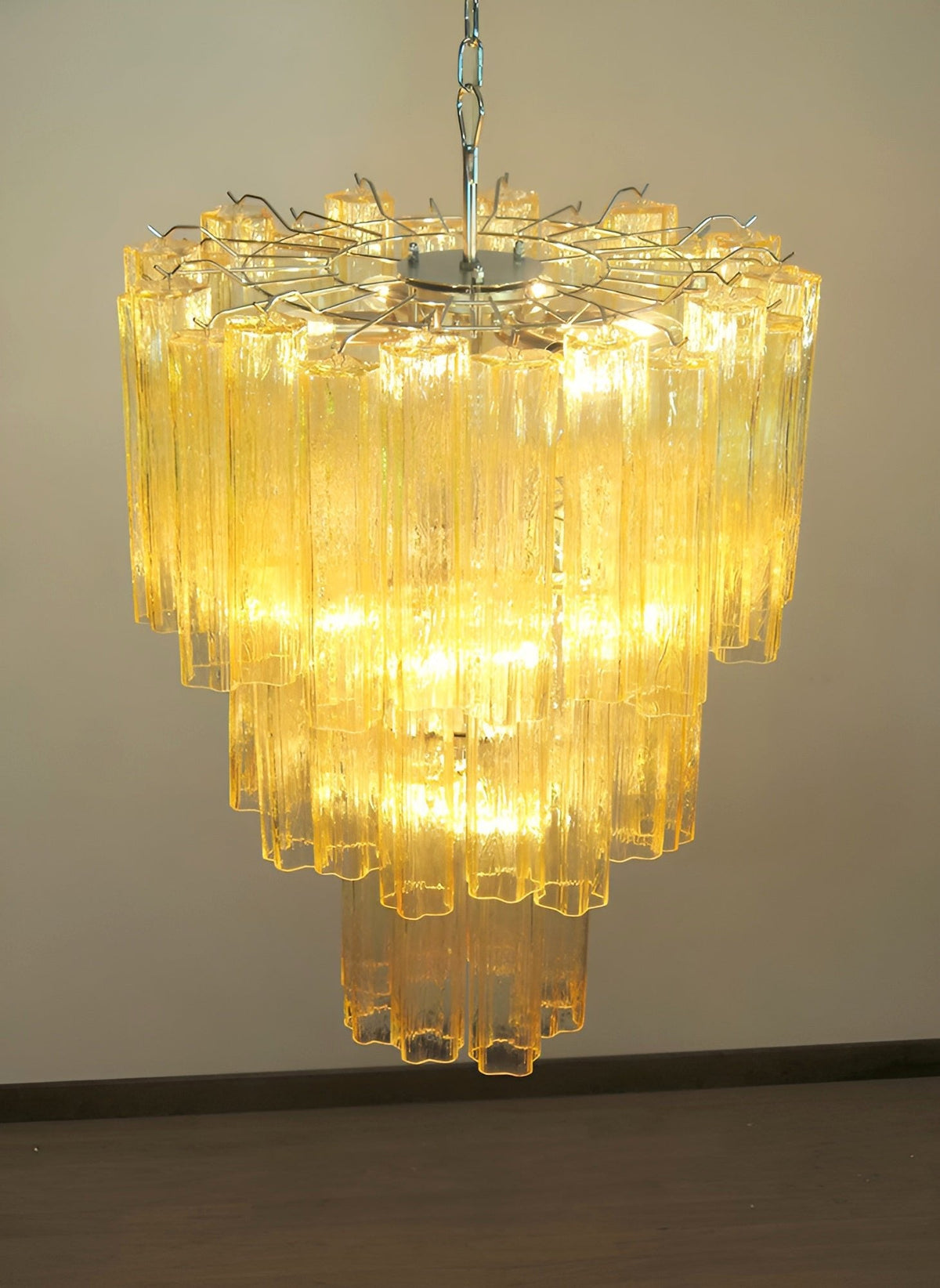 Yellow Glass Tube Chandelier