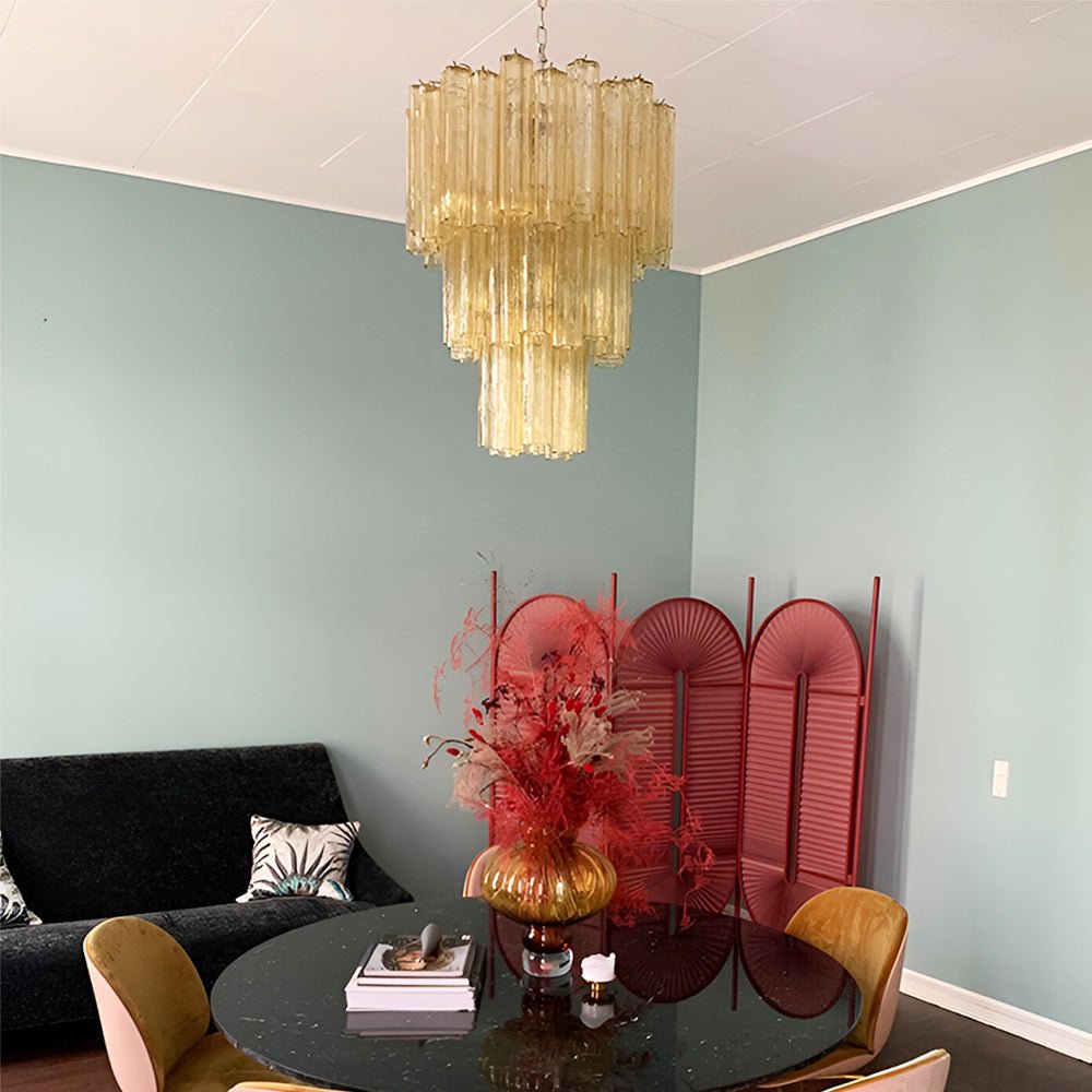Yellow Glass Tube Chandelier