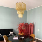Yellow Glass Tube Chandelier