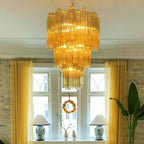 Yellow Glass Tube Chandelier