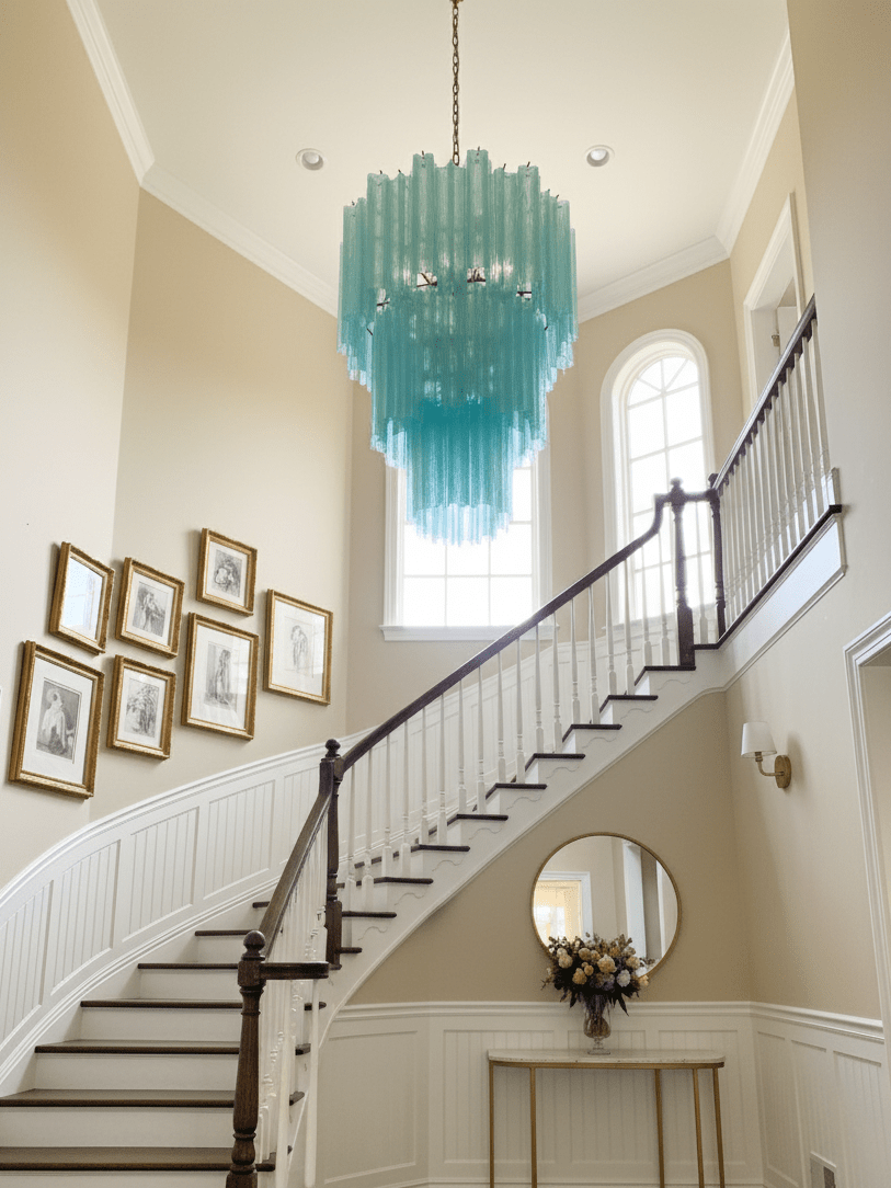 Yellow Glass Tube Chandelier