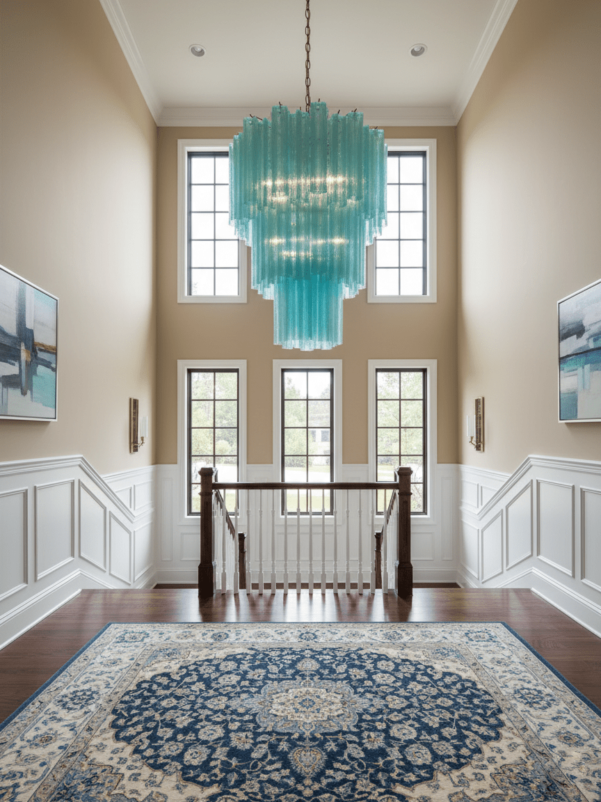 Yellow Glass Tube Chandelier