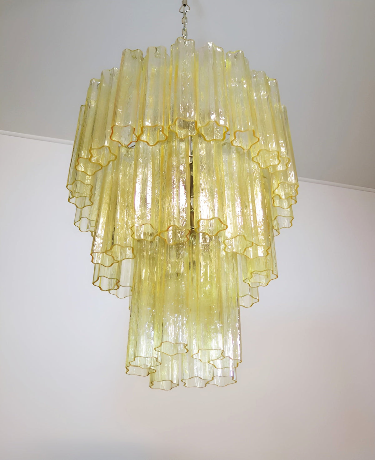 Yellow Glass Tube Chandelier