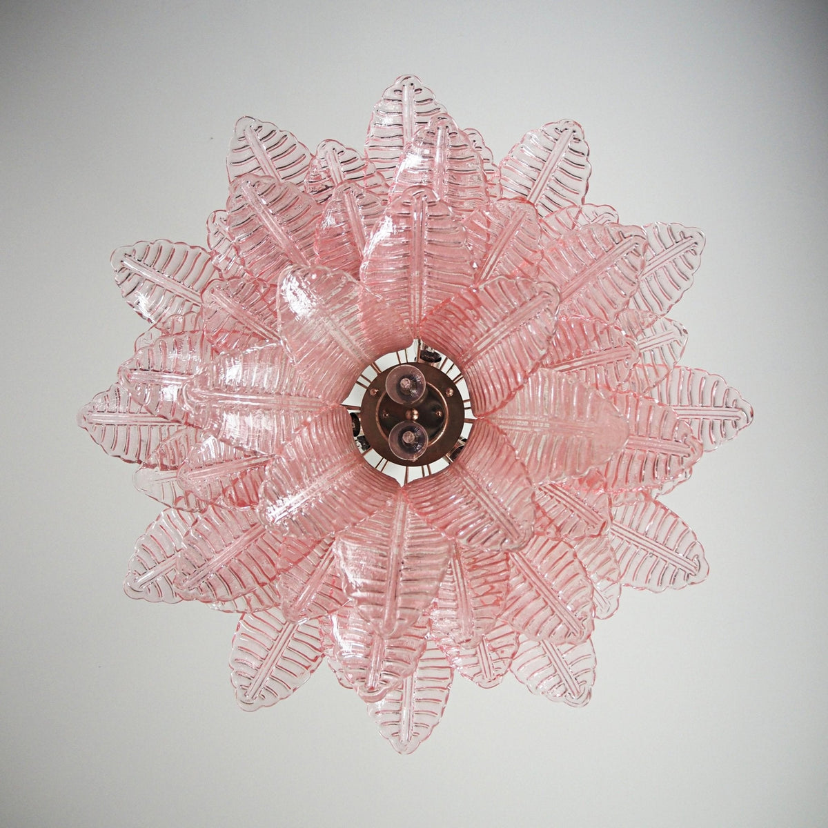 Pink Glass Leaf Chandelier