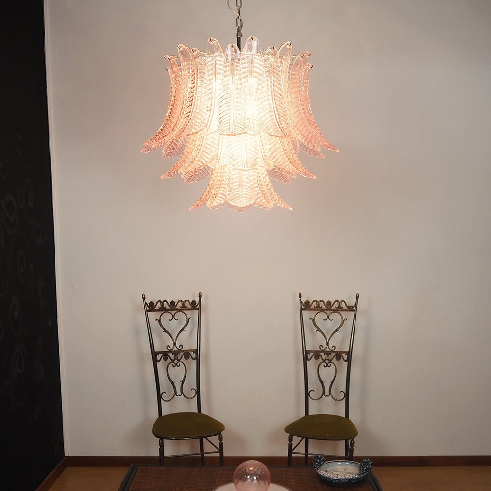 Pink Glass Leaf Chandelier