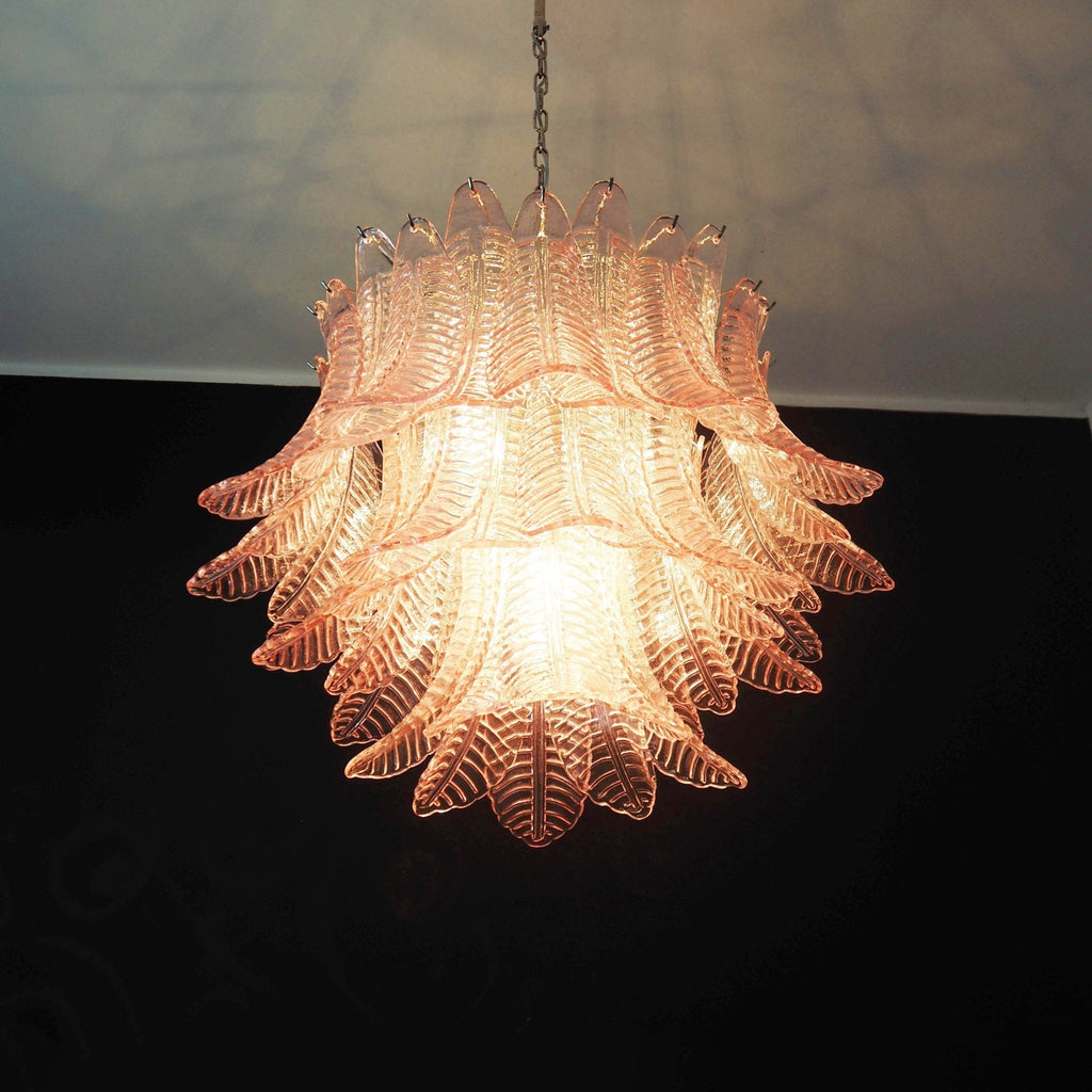 Pink Glass Leaf Chandelier