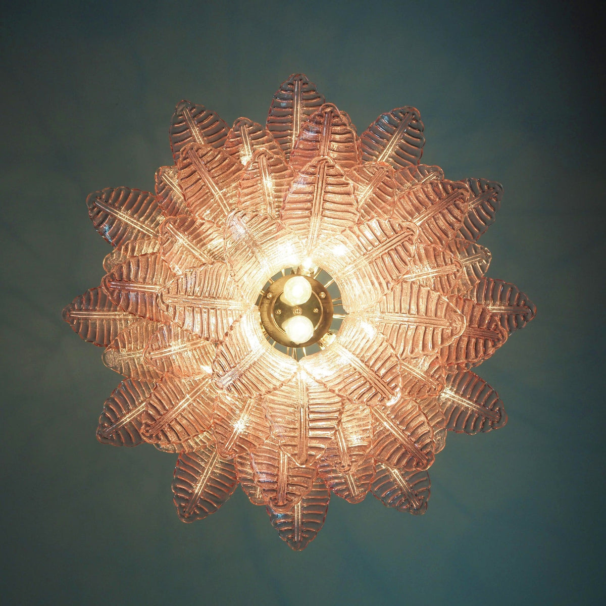 Pink Glass Leaf Chandelier