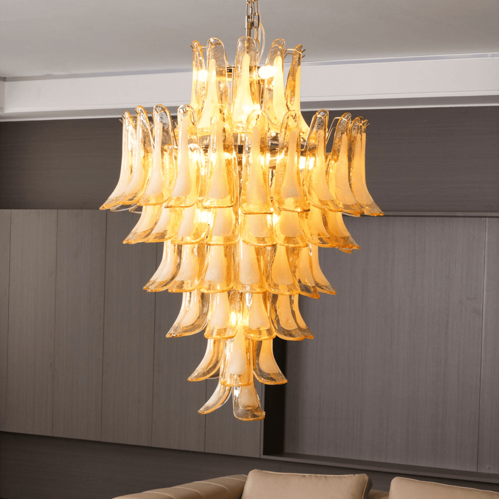Amber Cloud Glass Petals Chandelier