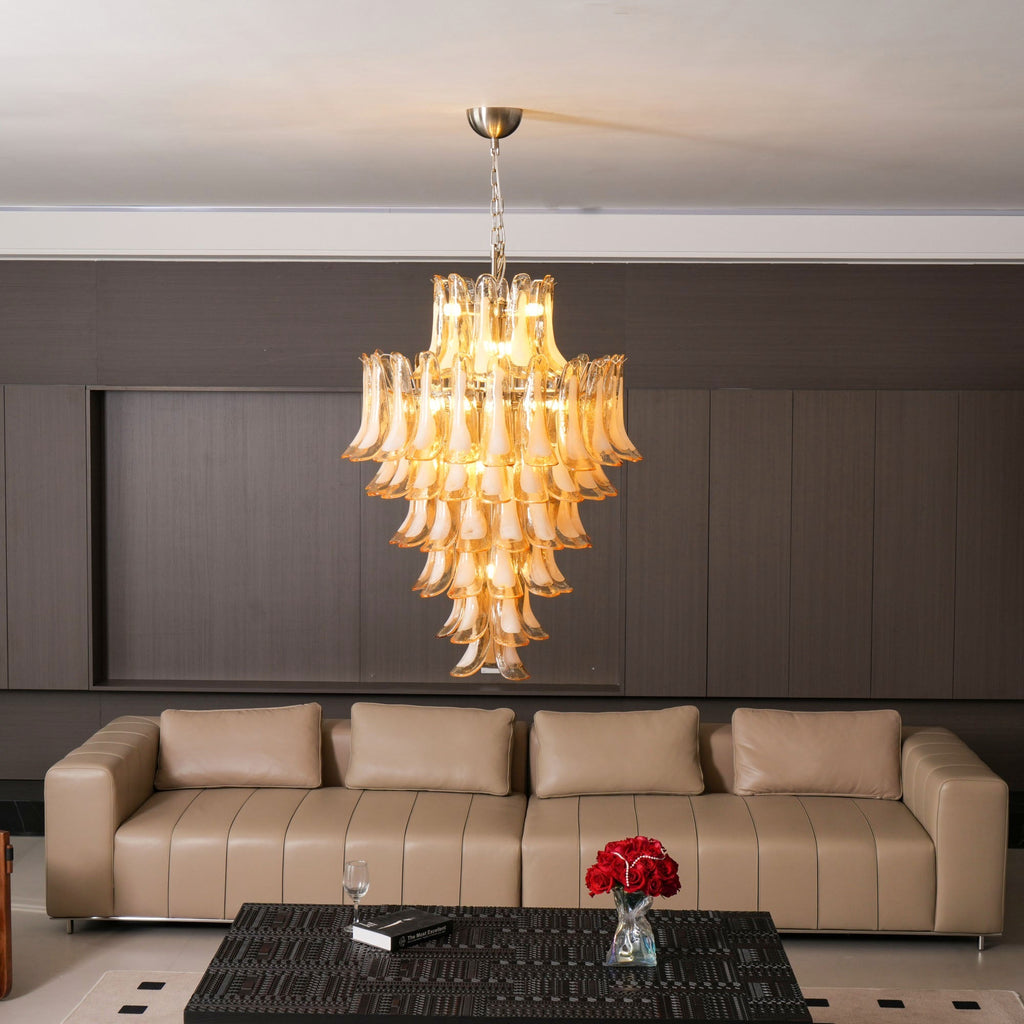 Amber Cloud Glass Petals Chandelier