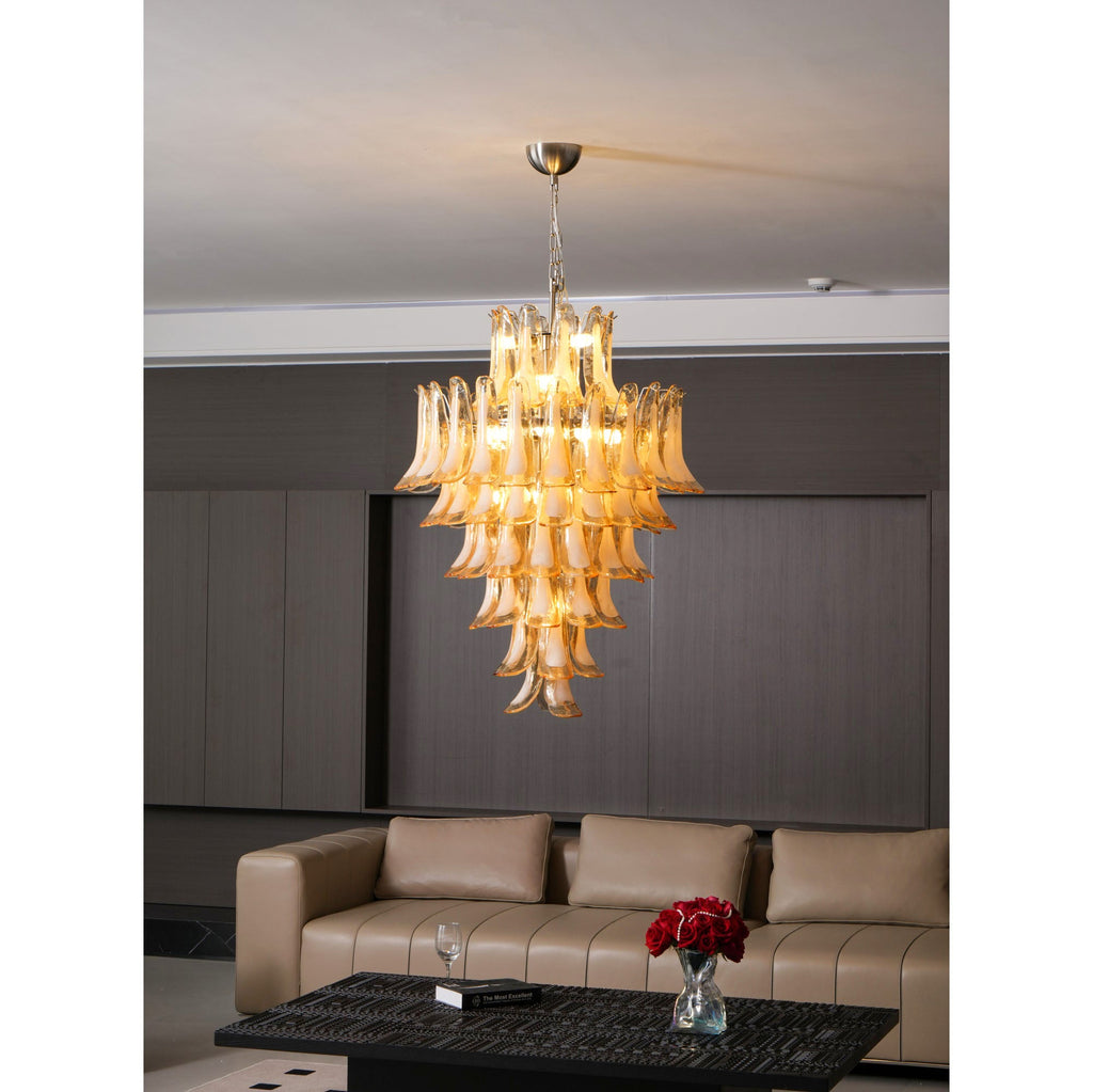 Amber Cloud Glass Petals Chandelier