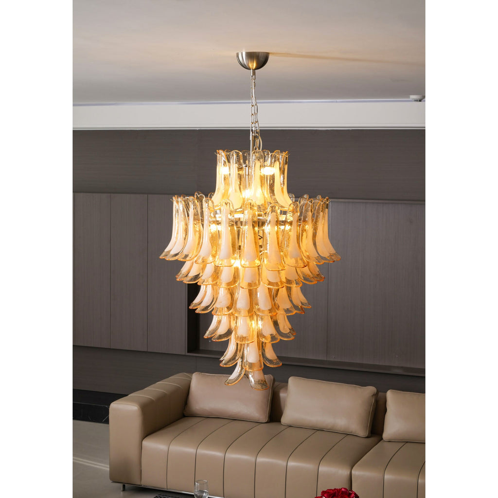 Amber Cloud Glass Petals Chandelier