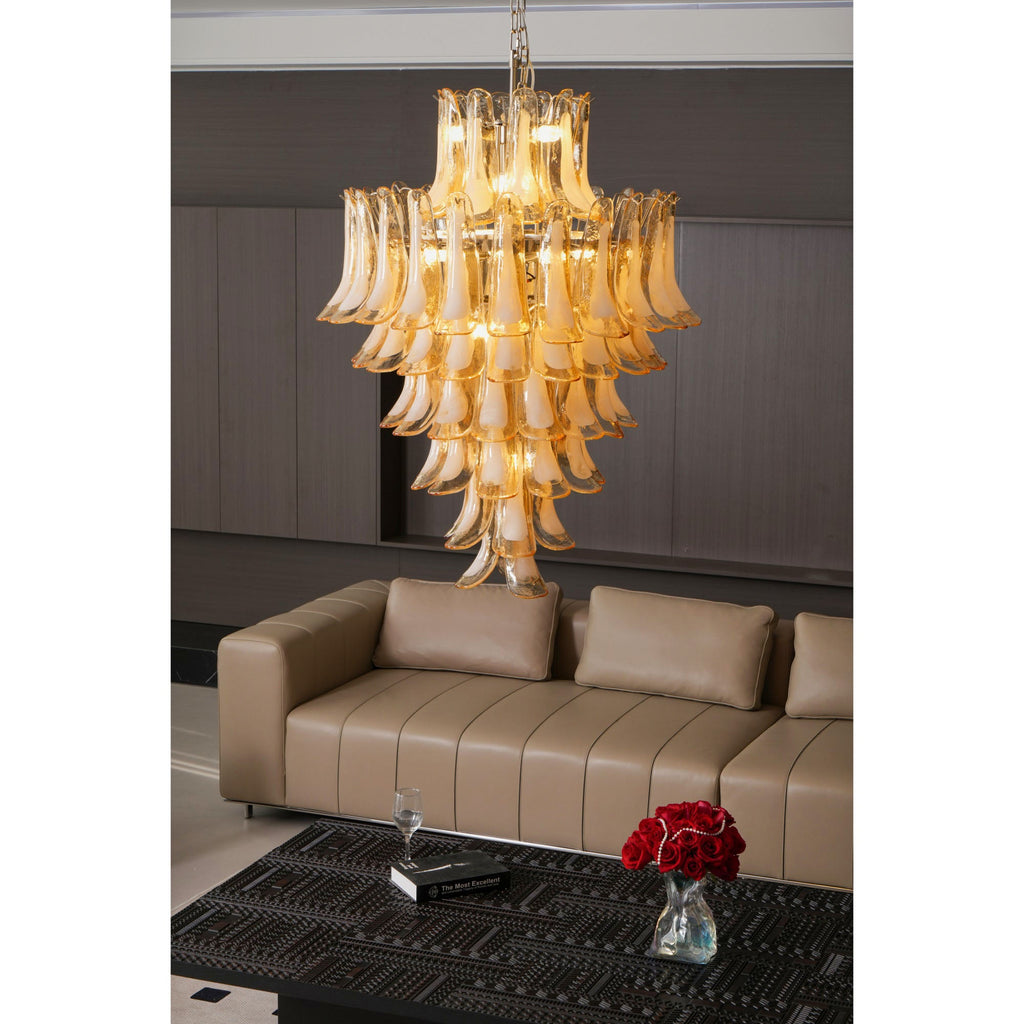 Amber Cloud Glass Petals Chandelier