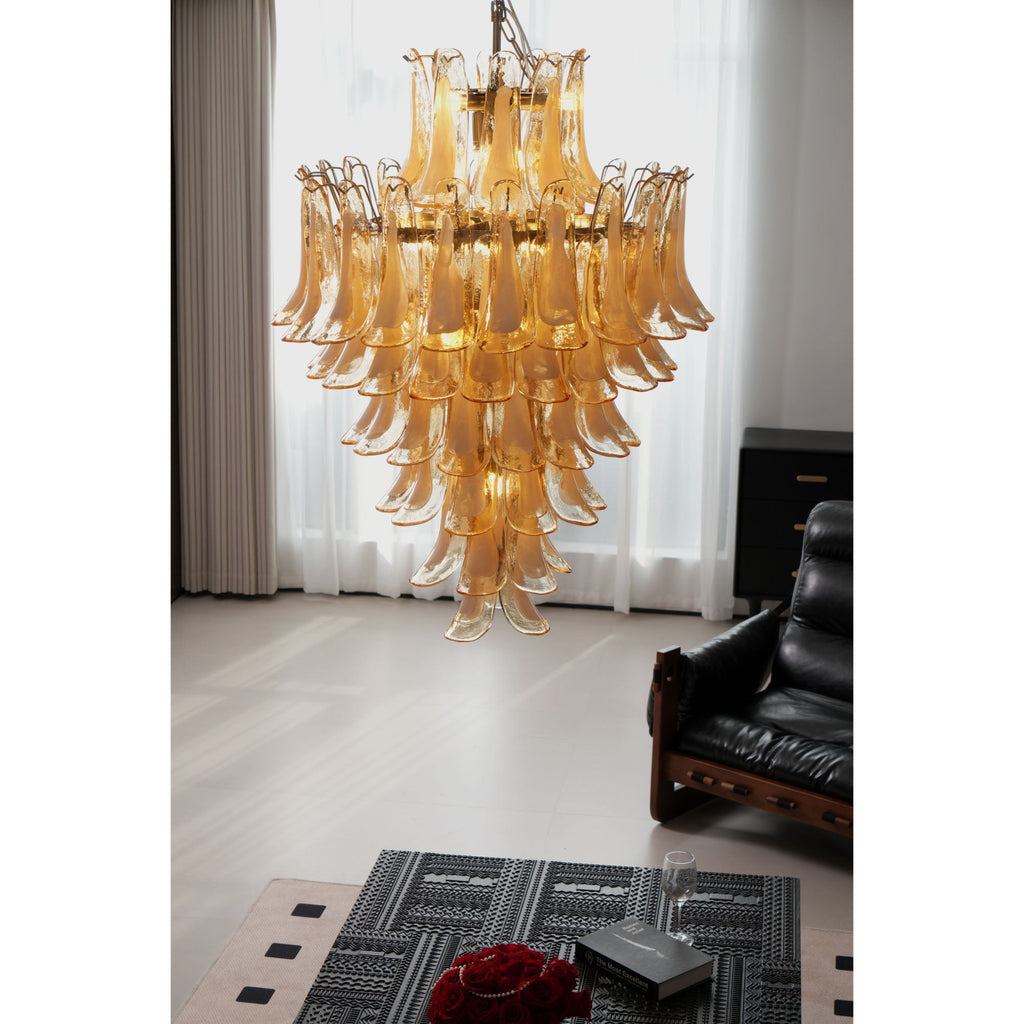 Amber Cloud Glass Petals Chandelier