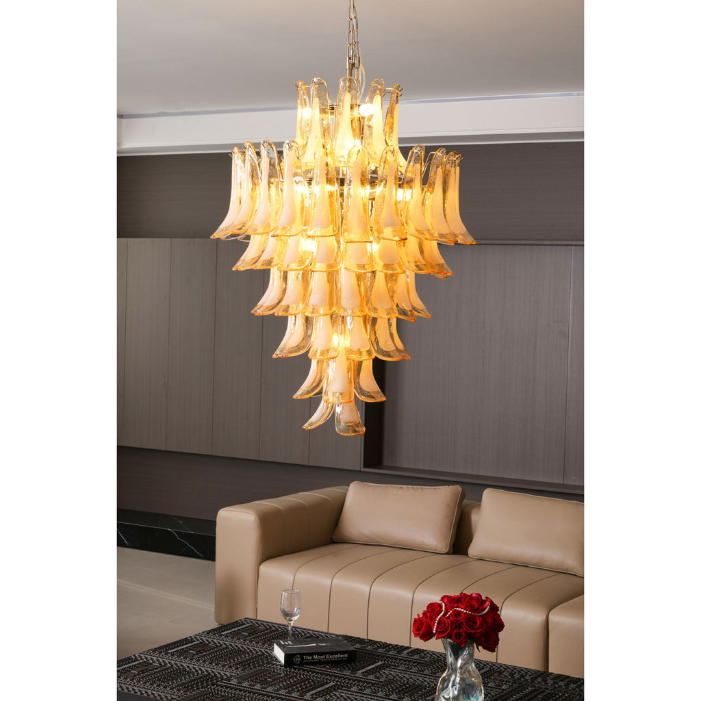 Amber Cloud Glass Petals Chandelier