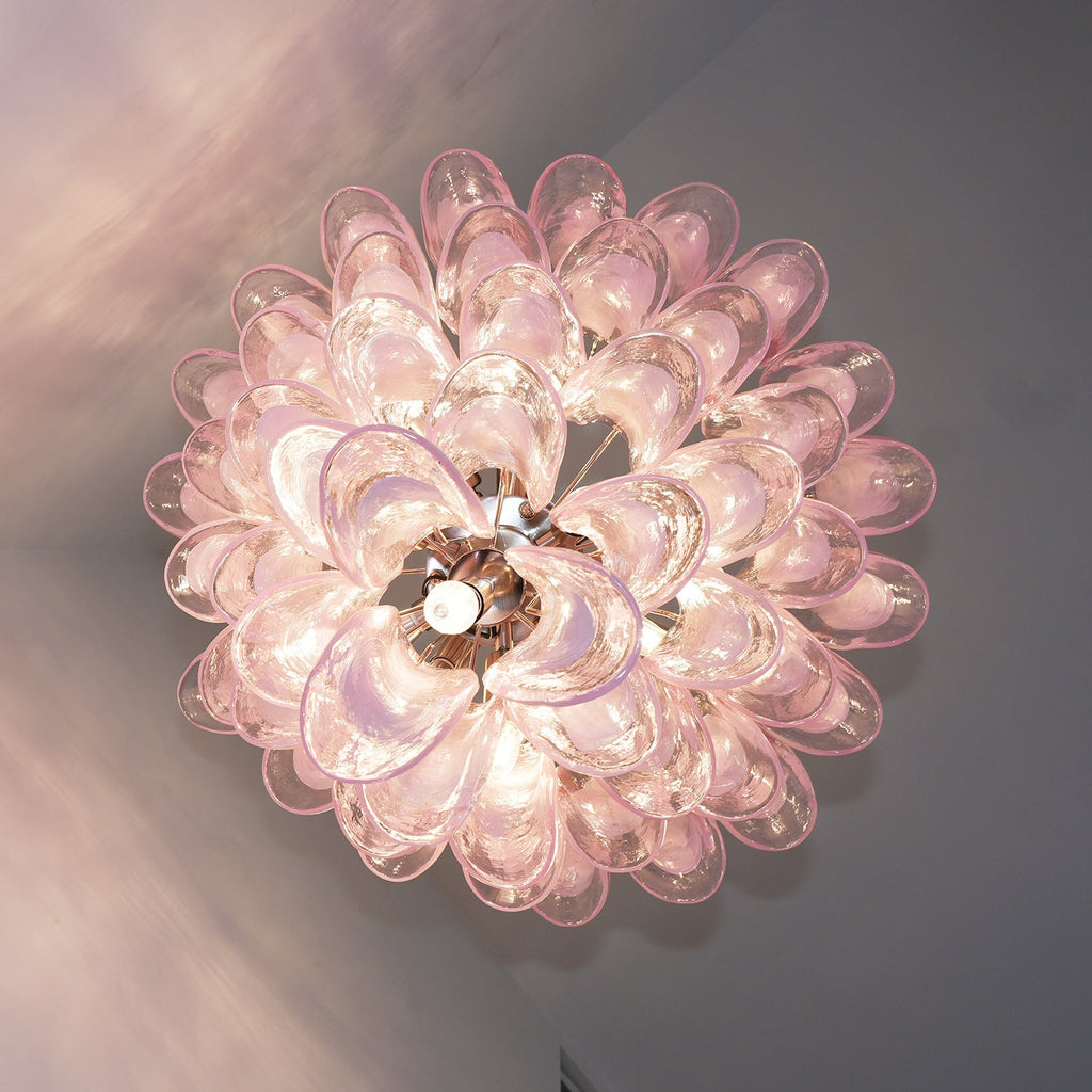 Pink Glass Petals Chandelier