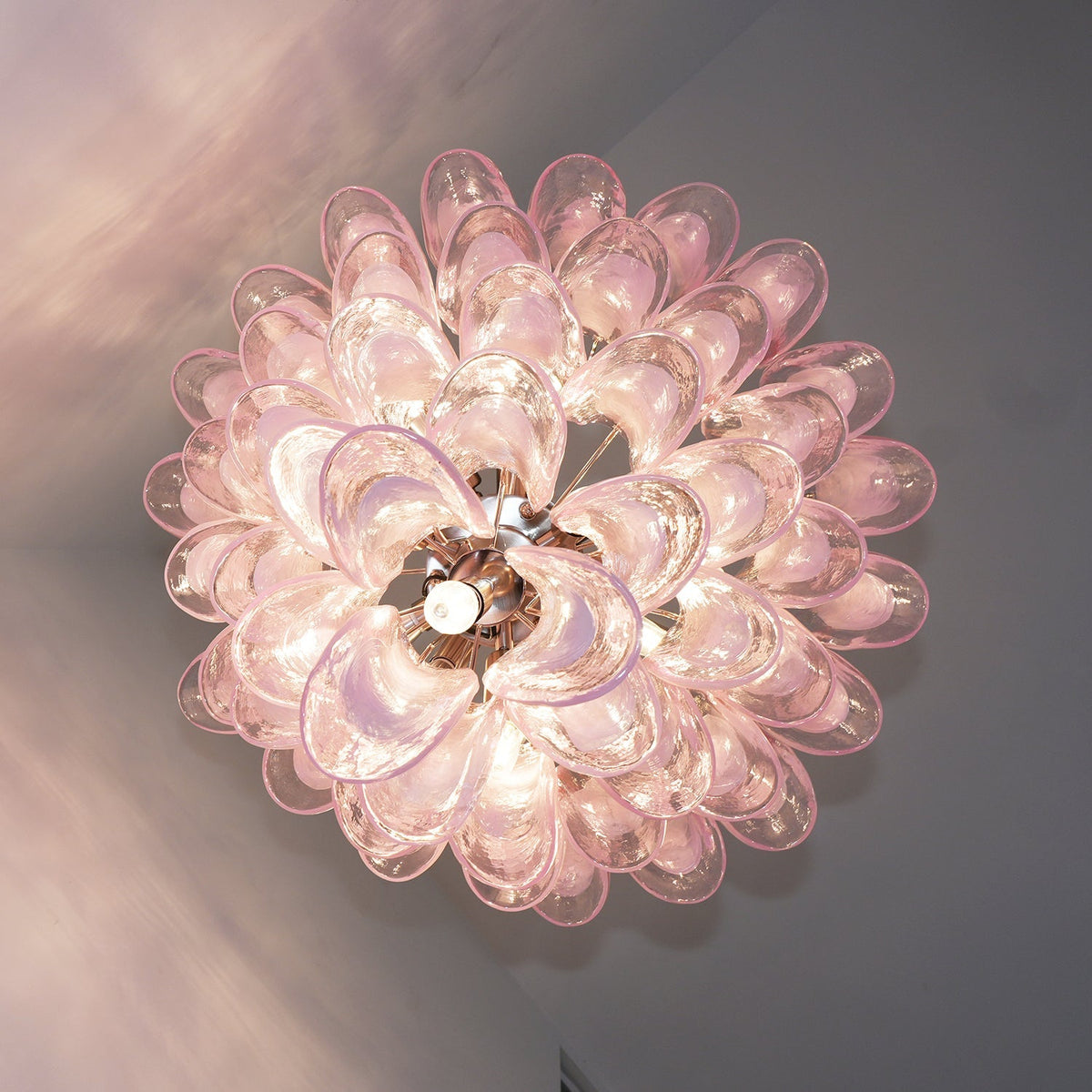 Pink Glass Petals Chandelier