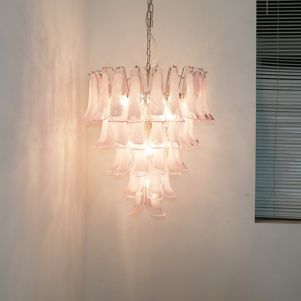 Pink Glass Petals Chandelier
