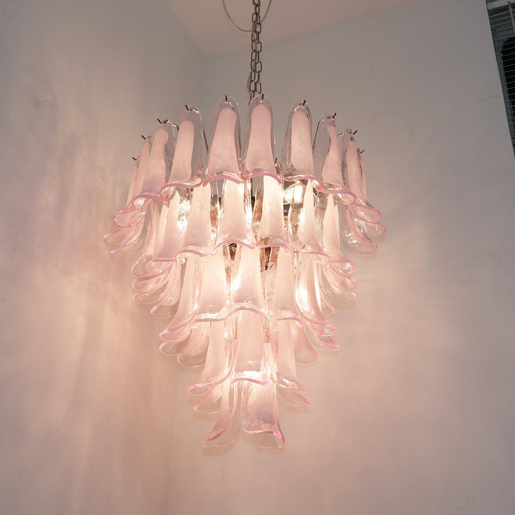 Pink Glass Petals Chandelier