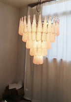 Pink Glass Droplet Chandelier